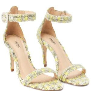 New L'Agence Gisele Fabric Tweed Sandals 39.5 or 8.5-9